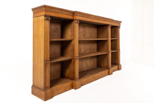 LARGE 19TH CENTURY OAK COUNTRY HOUSE OPEN BOOKCASE - ADDITIONAL PHOTO 6