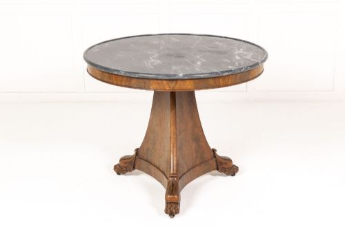 19th century french walnut guridon with marble top - CATEGORY: ANTIQUE TABLES - DATED 19TH CENTURY