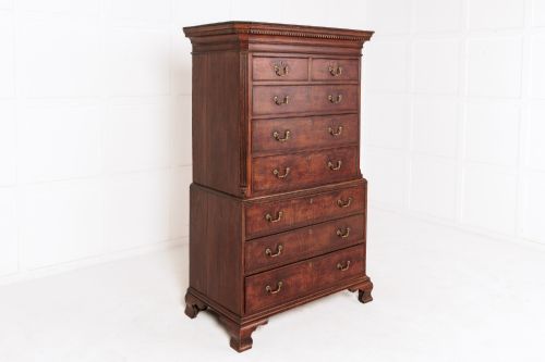 18TH CENTURY ENGLISH GEORGE III OAK CHEST ON CHEST - ADDITIONAL PHOTO 2