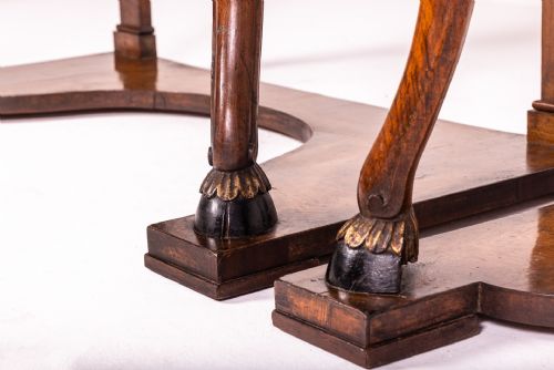 PAIR OF RARE EARLY 19TH CENTURY ITALIAN WALNUT AND BURR YEW CONSOLE TABLES - ADDITIONAL PHOTO 4