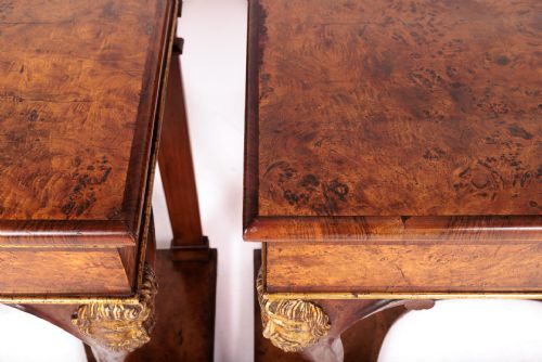 PAIR OF RARE EARLY 19TH CENTURY ITALIAN WALNUT AND BURR YEW CONSOLE TABLES - ADDITIONAL PHOTO 6