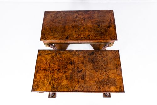 PAIR OF RARE EARLY 19TH CENTURY ITALIAN WALNUT AND BURR YEW CONSOLE TABLES - ADDITIONAL PHOTO 8