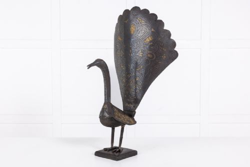 19th century qajar steel peacock - CATEGORY: ANTIQUE METAL - DATED 19TH CENTURY