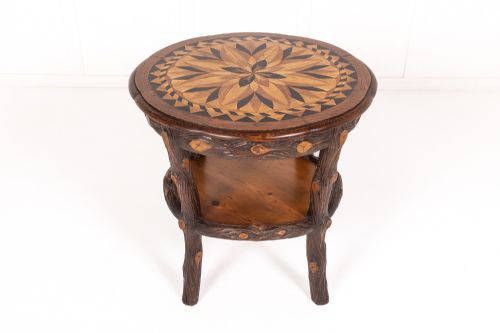 19th century pine table with inlaid top - CATEGORY: ANTIQUE TABLES - DATED 19TH CENTURY