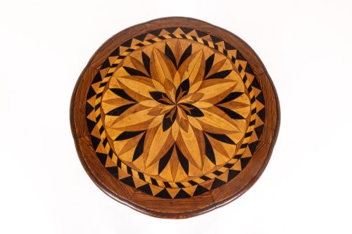 19TH CENTURY PINE TABLE WITH INLAID TOP - ADDITIONAL PHOTO 3