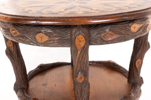 19TH CENTURY PINE TABLE WITH INLAID TOP - ADDITIONAL PHOTO 5