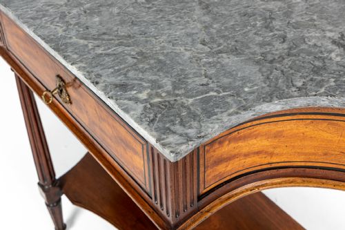 EARLY 19TH CENTURY FRENCH WALNUT AND SATINWOOD CONSOLE TABLE - ADDITIONAL PHOTO 4