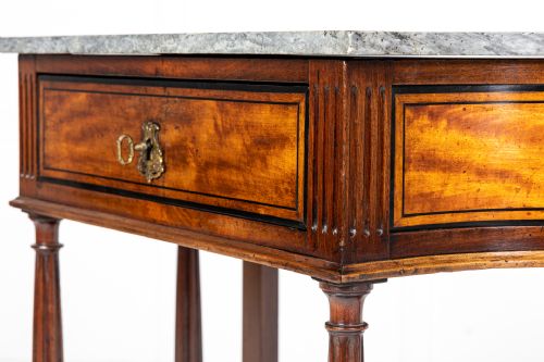 EARLY 19TH CENTURY FRENCH WALNUT AND SATINWOOD CONSOLE TABLE - ADDITIONAL PHOTO 5