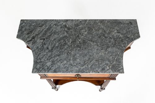 EARLY 19TH CENTURY FRENCH WALNUT AND SATINWOOD CONSOLE TABLE - ADDITIONAL PHOTO 7