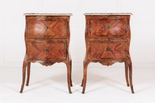 pair of 19th century italian bedside cabinets with marble tops - CATEGORY: ANTIQUE CUPBOARDS - DATED 19TH CENTURY