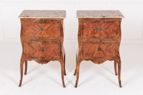 PAIR OF 19TH CENTURY ITALIAN BEDSIDE CABINETS WITH MARBLE TOPS - ADDITIONAL PHOTO 1