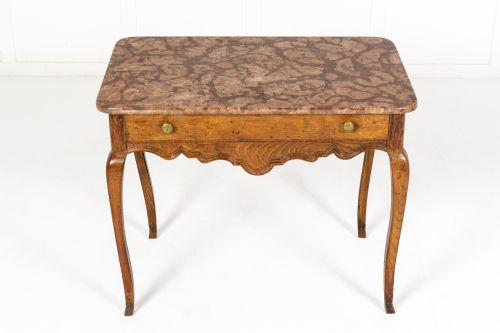 18TH CENTURY FRENCH OAK SIDE TABLE WITH MARBLE TOP - ADDITIONAL PHOTO 1