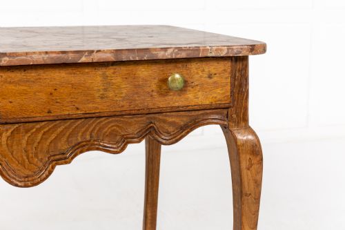18TH CENTURY FRENCH OAK SIDE TABLE WITH MARBLE TOP - ADDITIONAL PHOTO 2