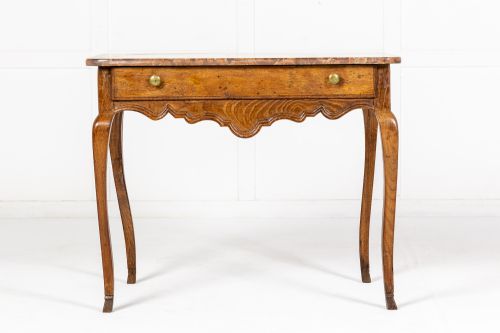 18TH CENTURY FRENCH OAK SIDE TABLE WITH MARBLE TOP - ADDITIONAL PHOTO 4