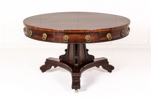 19th century english regency rosewood drum table - CATEGORY: ANTIQUE TABLES - DATED 19TH CENTURY