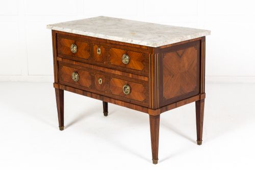 18th century kingwood and walnut commode with marble top - CATEGORY: ANTIQUE CHEST OF DRAWERS - DATED 18TH CENTURY