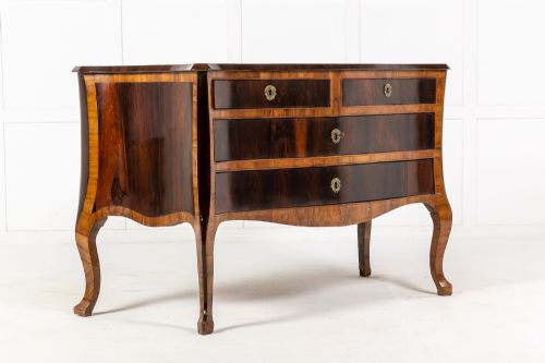 18th century italian kingwood and rosewood serpentine commode - CATEGORY: ANTIQUE CHEST OF DRAWERS - DATED 18TH CENTURY
