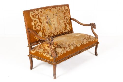 19th century french walnut tapestry sofa - CATEGORY: ANTIQUE SOFAS - DATED 19TH CENTURY