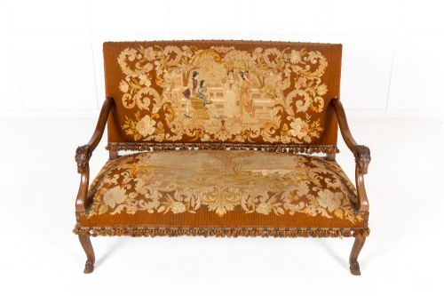 19TH CENTURY FRENCH WALNUT TAPESTRY SOFA - ADDITIONAL PHOTO 1