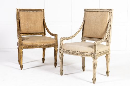 pair of louis xvi armchairs - CATEGORY: ANTIQUE CHAIRS - DATED 18TH CENTURY