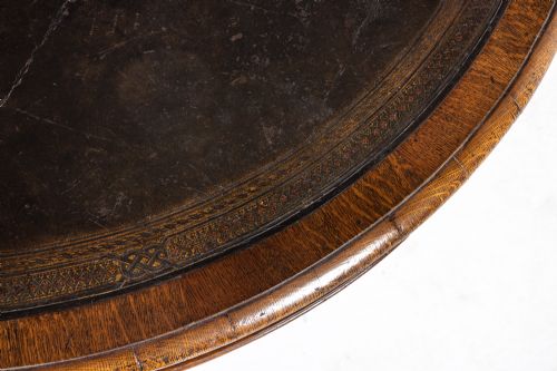 LATE GEORGE IVEARLY WILLIAM IV OAK DRUM TABLE BY GILLOWS - ADDITIONAL PHOTO 5