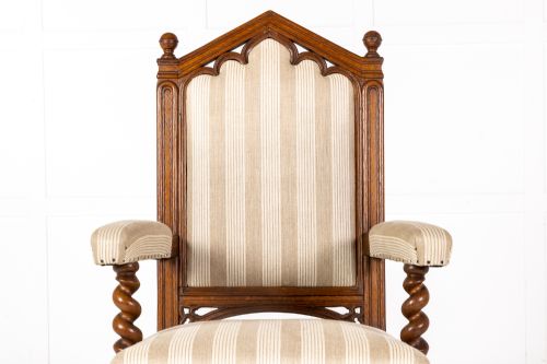19TH CENTURY ENGLISH GOTHIC OAK ARMCHAIR - ADDITIONAL PHOTO 1