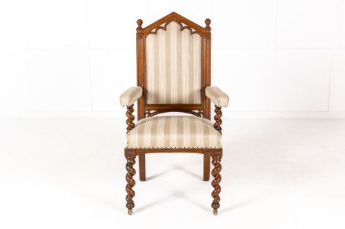 19TH CENTURY ENGLISH GOTHIC OAK ARMCHAIR - ADDITIONAL PHOTO 3
