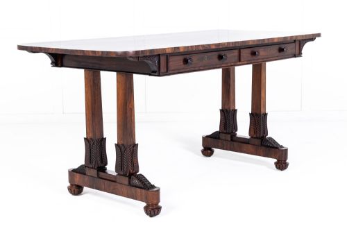 19th century english regency rosewood library table - CATEGORY: ANTIQUE TABLES - DATED REGENCY