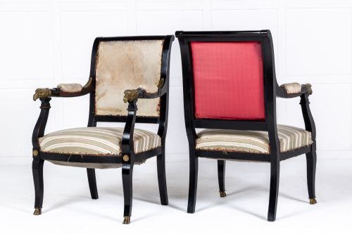 PAIR OF FRENCH EBONISED ARMCHAIRS - ADDITIONAL PHOTO 1