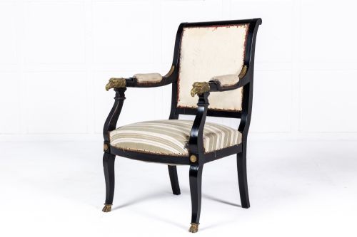 PAIR OF FRENCH EBONISED ARMCHAIRS - ADDITIONAL PHOTO 2