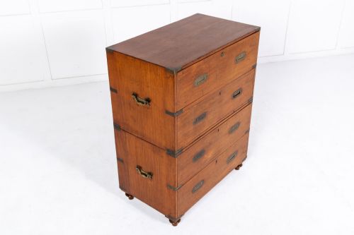 SMALL 19TH CENTURY TEAK CAMPAIGN CHEST - ADDITIONAL PHOTO 2