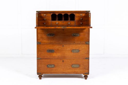 SMALL 19TH CENTURY TEAK CAMPAIGN CHEST - ADDITIONAL PHOTO 3