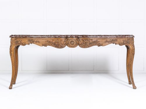 large 19th century french oak side table with marble top - CATEGORY: ANTIQUE TABLES - DATED 19TH CENTURY