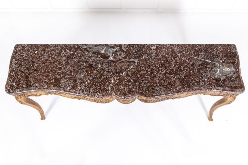 LARGE 19TH CENTURY FRENCH OAK SIDE TABLE WITH MARBLE TOP - ADDITIONAL PHOTO 8