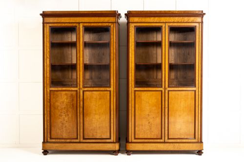 pair of 19th century french burr maple bookcasesdisplay cabinets - CATEGORY: ANTIQUE BOOKCASES - DATED 19TH CENTURY