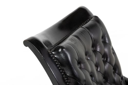MID 19TH CENTURY EBONISED AND LEATHER LIBRARY ARMCHAIR - ADDITIONAL PHOTO 6