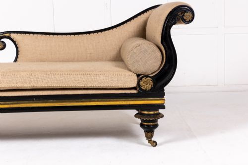 19TH CENTURY REGENCY EBONISED CHAISE LONGUE - ADDITIONAL PHOTO 1