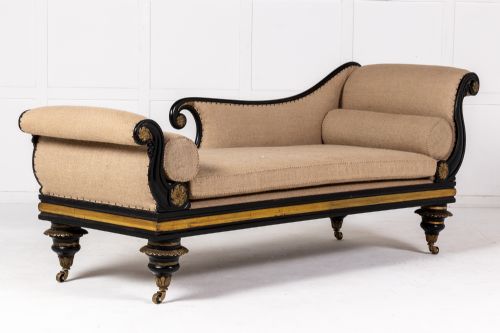 19TH CENTURY REGENCY EBONISED CHAISE LONGUE - ADDITIONAL PHOTO 2