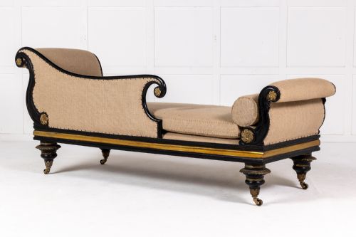 19TH CENTURY REGENCY EBONISED CHAISE LONGUE - ADDITIONAL PHOTO 4