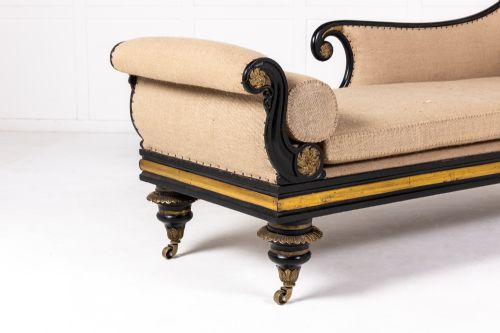 19TH CENTURY REGENCY EBONISED CHAISE LONGUE - ADDITIONAL PHOTO 5