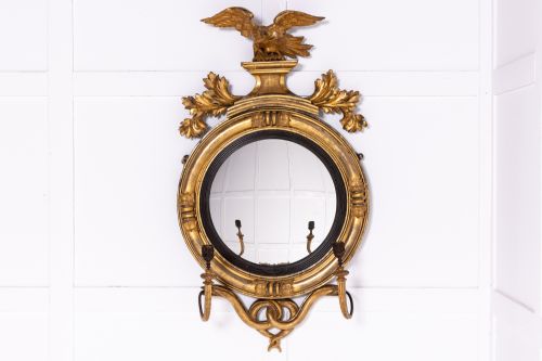 19th century regency convex mirror - CATEGORY: ANTIQUE MIRRORS - DATED REGENCY