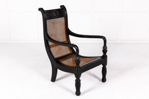large 19th century angloindian ebony library armchair - CATEGORY: ANTIQUE CHAIRS - DATED 19TH CENTURY