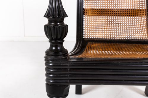 LARGE 19TH CENTURY ANGLOINDIAN EBONY LIBRARY ARMCHAIR - ADDITIONAL PHOTO 2