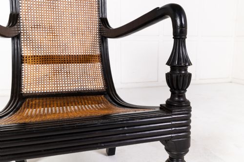 LARGE 19TH CENTURY ANGLOINDIAN EBONY LIBRARY ARMCHAIR - ADDITIONAL PHOTO 3