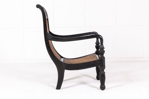 LARGE 19TH CENTURY ANGLOINDIAN EBONY LIBRARY ARMCHAIR - ADDITIONAL PHOTO 4