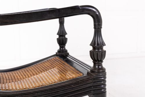 LARGE 19TH CENTURY ANGLOINDIAN EBONY LIBRARY ARMCHAIR - ADDITIONAL PHOTO 5