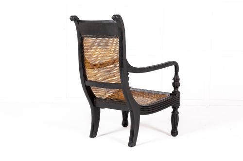 LARGE 19TH CENTURY ANGLOINDIAN EBONY LIBRARY ARMCHAIR - ADDITIONAL PHOTO 6