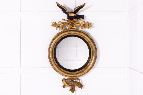 19th century regency gilt convex mirror - CATEGORY: ANTIQUE MIRRORS - DATED REGENCY