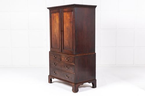 small mid 18th century english mahogany linen press - CATEGORY: ANTIQUE CUPBOARDS - DATED 18TH CENTURY
