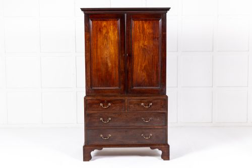 SMALL MID 18TH CENTURY ENGLISH MAHOGANY LINEN PRESS - ADDITIONAL PHOTO 1